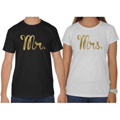Koszulki dla par zakochanych komplet 2 szt Mrs Mr 2